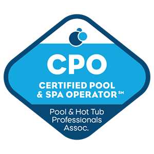 CPO Certified Pool and Spa Operator badge from Pool and Hot Tub Professionals Association